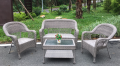 Antique outdoor rattan garden dining set Outdoor Patio Furniture Set 1 Loveseat 2 Chairs and Table