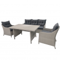 SunTime Callisto 5-Seater Garden Patio Rattan Sofa Furniture Set with  Dining Table Glass Table