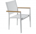 Guangzhou/Foshan Manufacture Stackable Dining Chair Textilene Fabric Outdoor High Tempearature Resistant Aluminium Chair