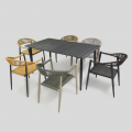Aluminium Bistro Modern New Design Outside Cafe Aluminum Dining Table and Chair Garden Patio Banquet Restaurant Dining Set