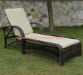 Reclining Chaise Lounge Chair  Headrest Armrests Rolling Outdoor Plastic Rattan Sun Bathing Chair