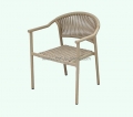 Guangzhou Factory Wholesale Aluminium Rustless Frame Wicker Rope Curved Patio Dining Arm Chair