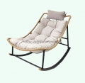 Comfortable E-commerce Packing Cheap Rattan Rocking Chair with Waterproof Cushion Rustless Outdoor Rocking Chair