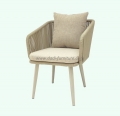 High Level Outdoor Dining Armchair Made of Aluminum Polyester Powder Coated Olefin Rope Garden Dining Chair