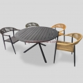 Popular Outdoor Commercial Metal Frame WPC Plastic Wood Table and Chair Outdoor Furniture Dining Set  