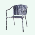 Guangzhou Factory Wholesale Aluminium Rustless Frame Wicker Rope Curved Patio Dining Arm Chair