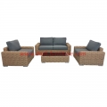 L shape Outdoor Patio Furniture Set All Weather PE Wicker 