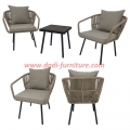  3 Pieces Wicker Chair Set w/plastic wood Table Gray Outdoor Patio Furniture Wicker Rattan Modern Conversation Chat Seating