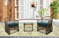 Patio PE Rattan Wicker Mesh conversation sets Garden Outdoor Chair With Reading Coffee Table and ottoman stool