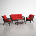 All-Weather Wicker Outdoor Furniture Set 3-Seat Sofa, 2 Armchairs and Coffee Table for Garden