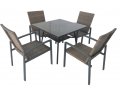 5 Pieces Patio Furniture Set Square Dinning Table with 4 Rattan Chairs